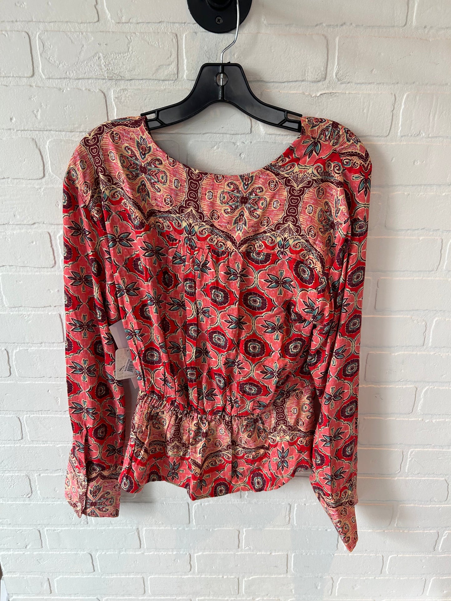 Top Long Sleeve By Free People In Pink & Red, Size: S