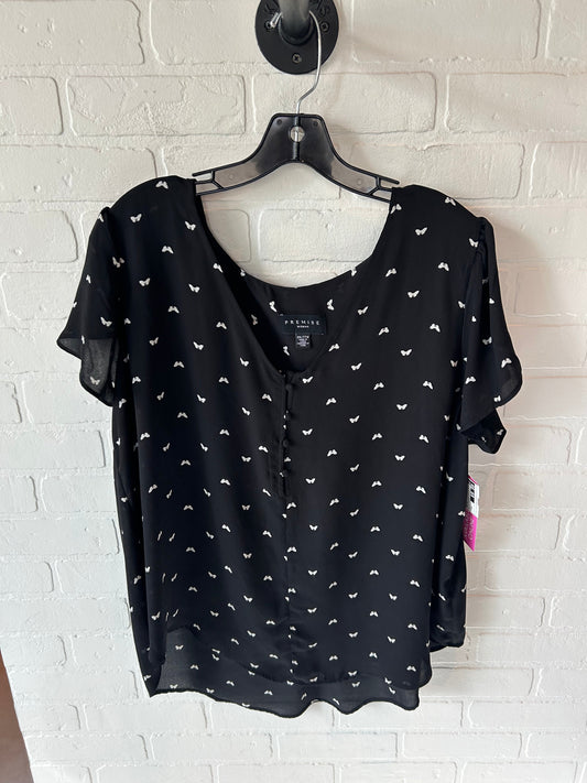 Top Short Sleeve By Premise In Black & White, Size: 2x