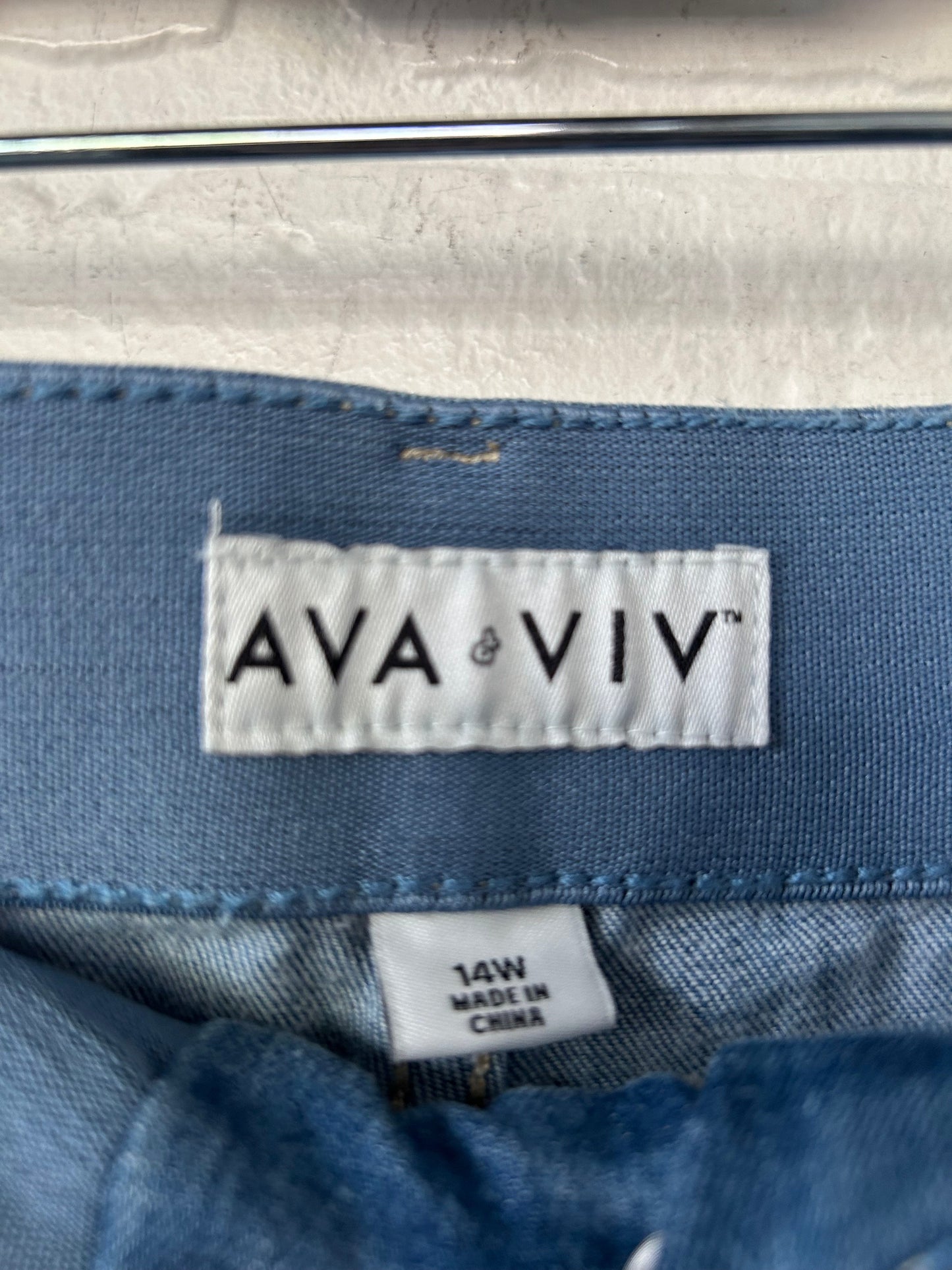 Jeans Straight By Ava & Viv In Blue Denim, Size: 14