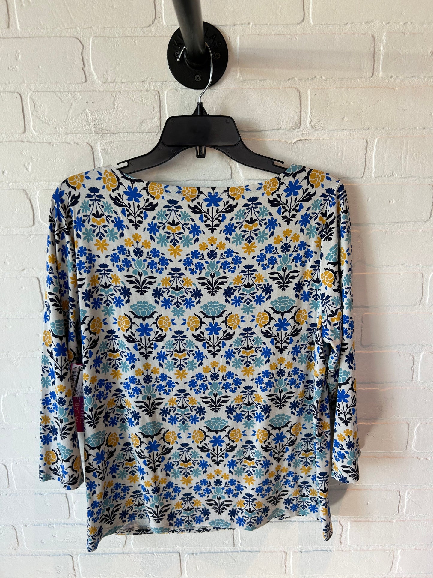 Top Long Sleeve By Ann Taylor In Blue & Yellow, Size: L