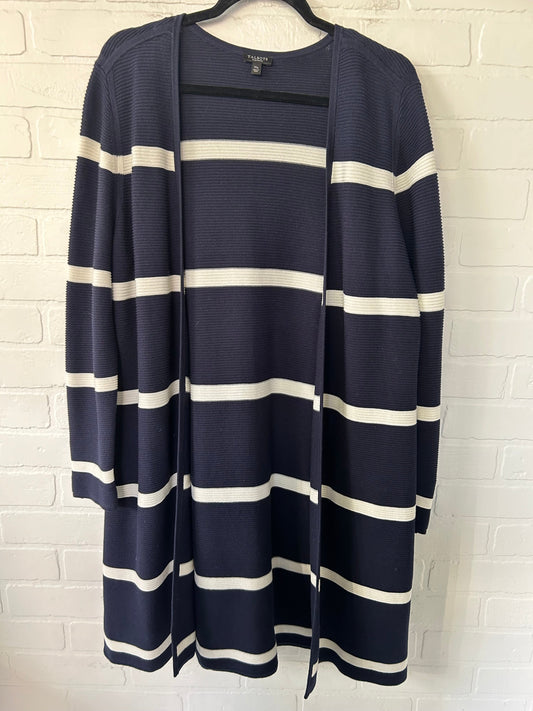 Sweater Cardigan By Talbots In Blue & White, Size: 1x