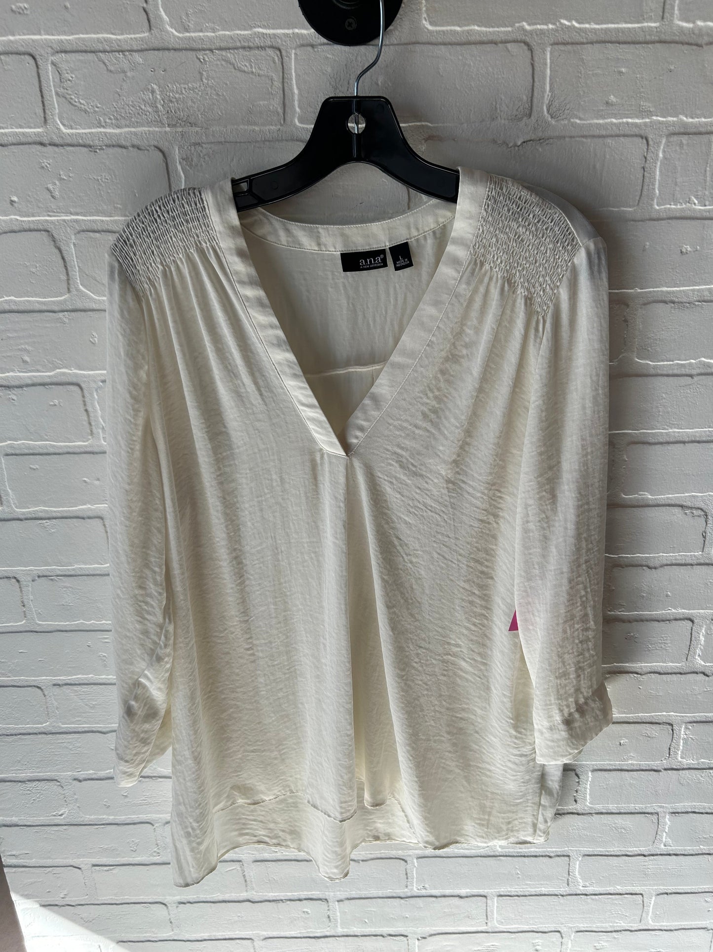 Top Short Sleeve By Ana In Cream, Size: L