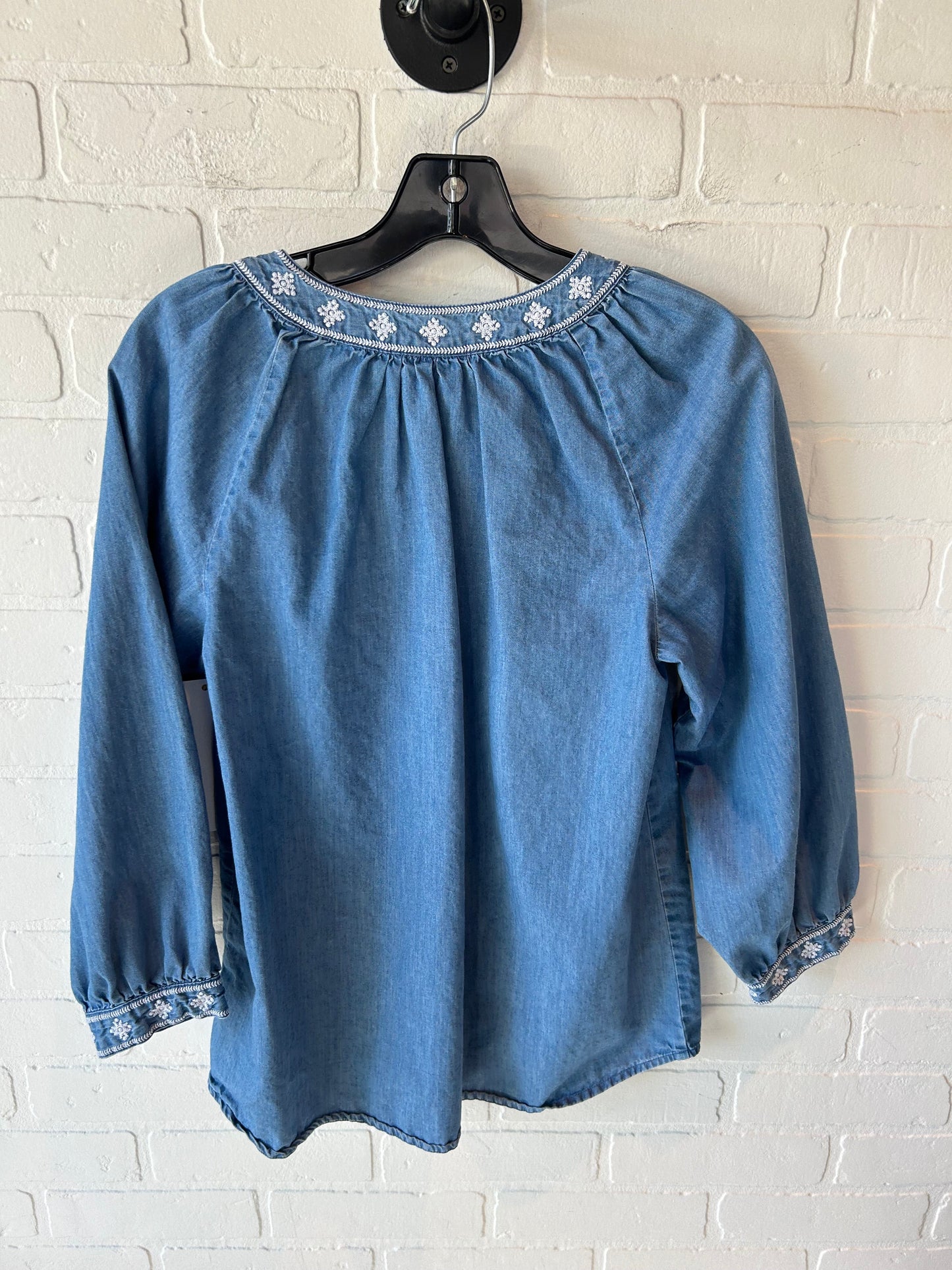 Top Long Sleeve By St Johns Bay In Blue Denim, Size: S