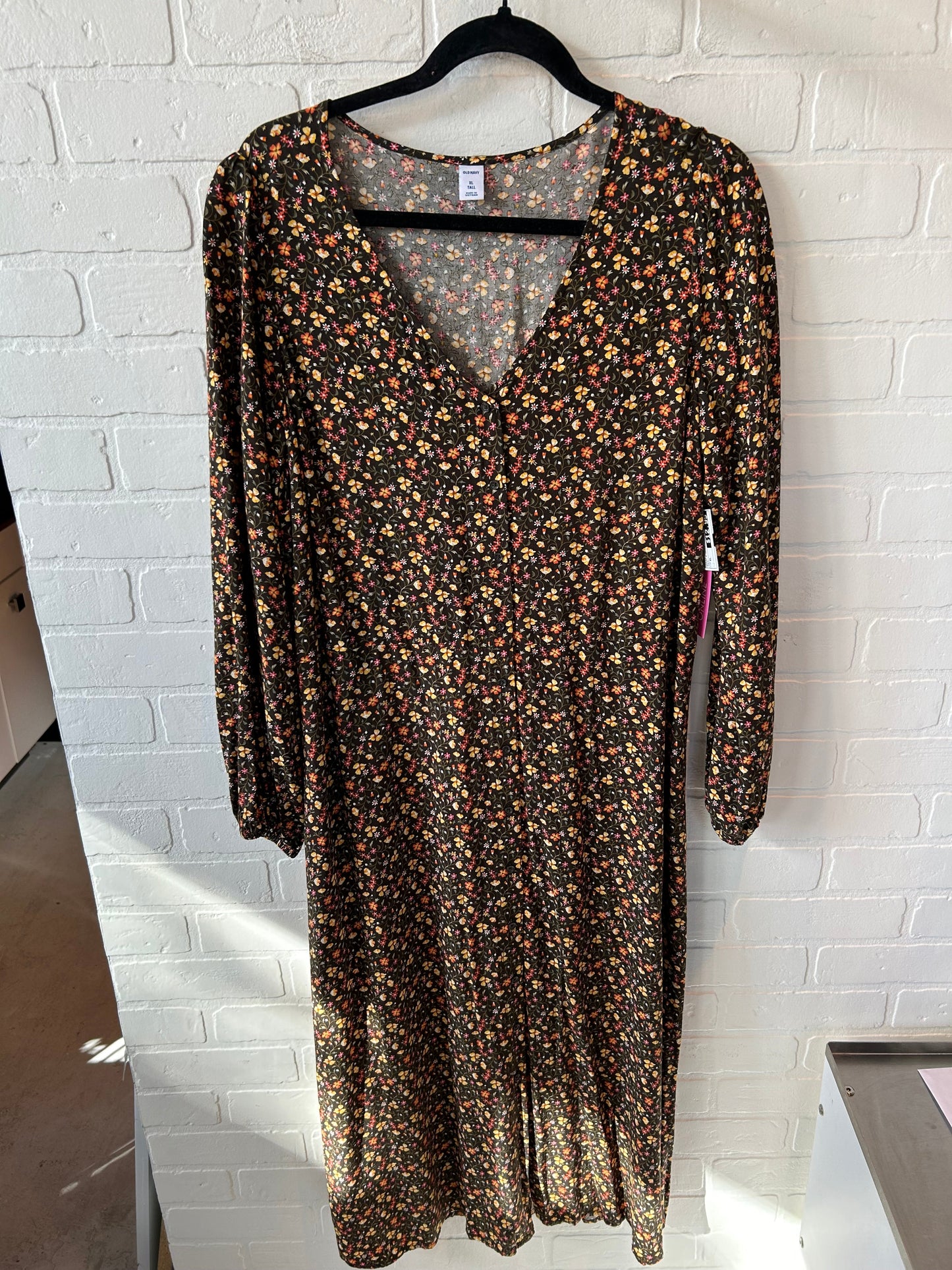 Dress Casual Maxi By Old Navy In Brown & Green, Size: Xl