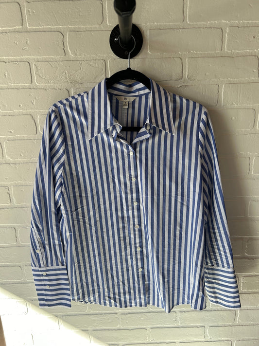 Top Long Sleeve By Banana Republic In Blue & White, Size: S