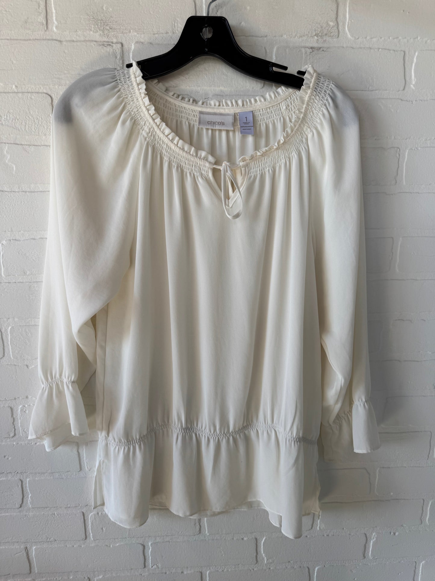 Top Long Sleeve By Chicos In Cream, Size: L