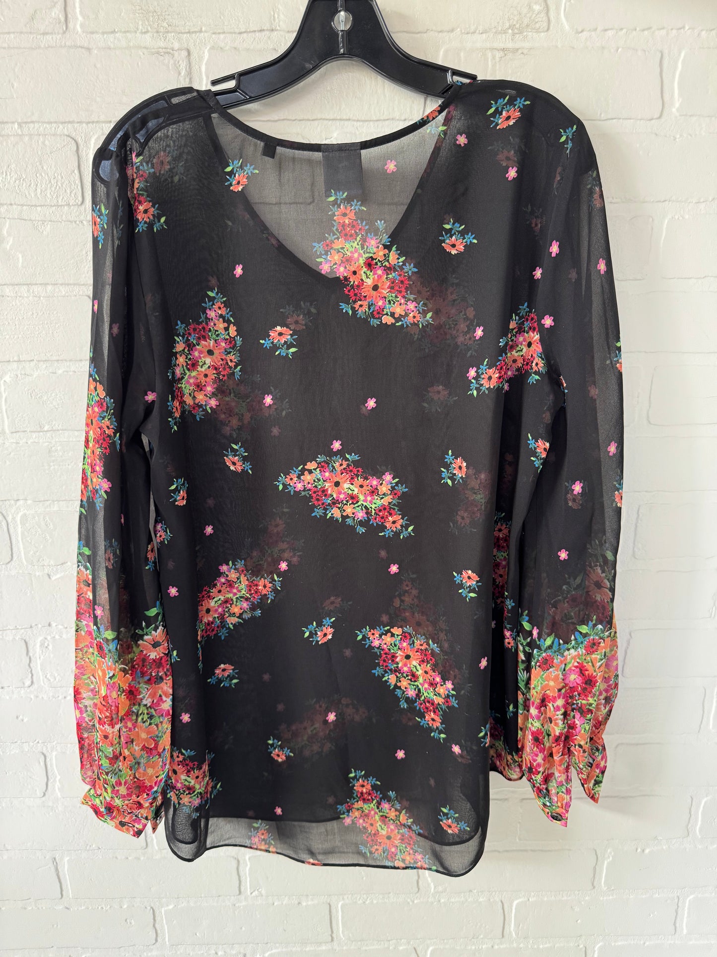 Top Long Sleeve By Cabi In Black & Pink, Size: M