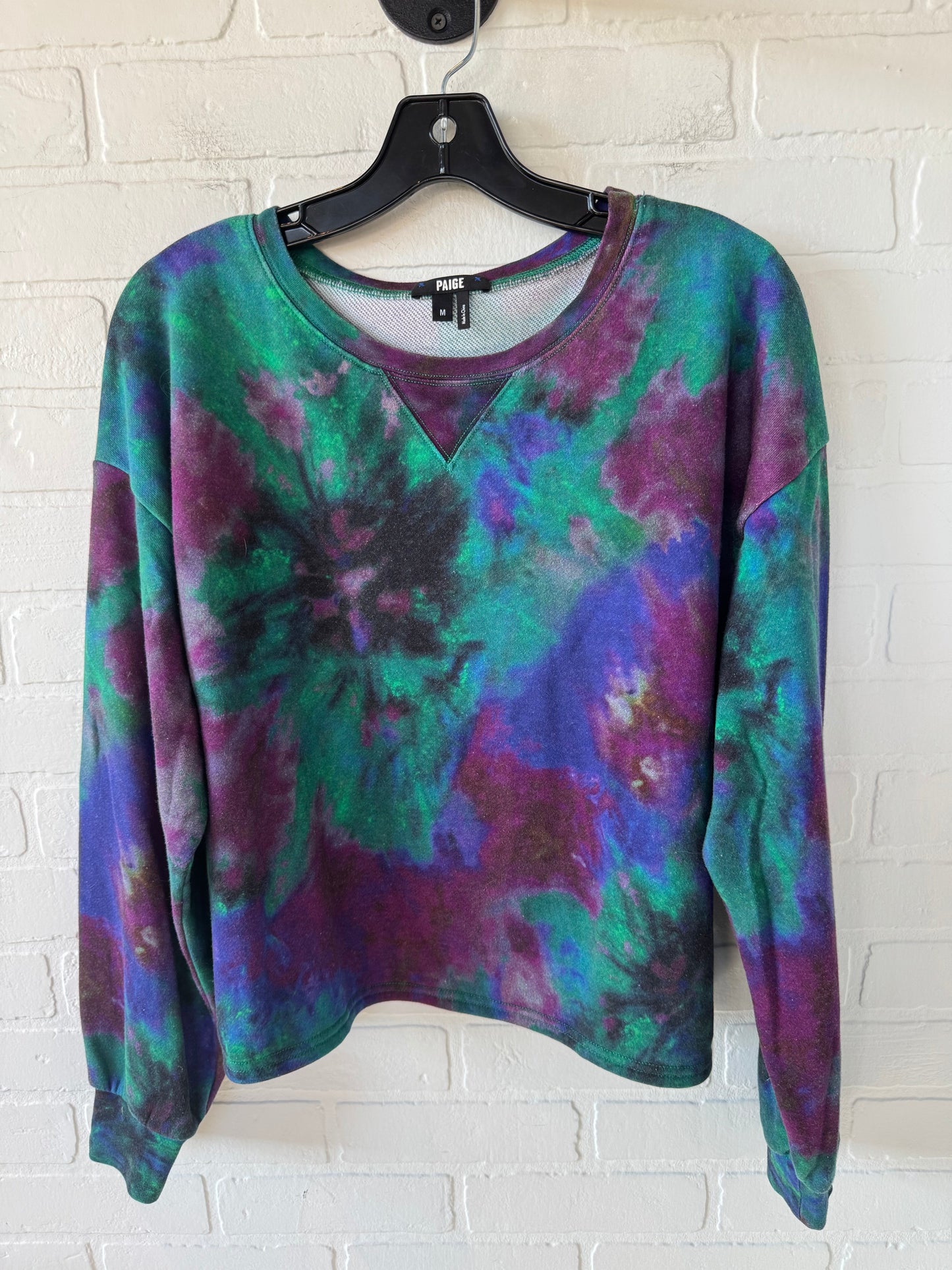 Top Long Sleeve By Paige In Green & Purple, Size: M