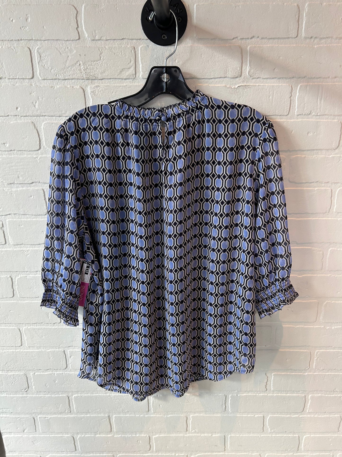 Top 3/4 Sleeve By Ann Taylor In Black & Blue, Size: L