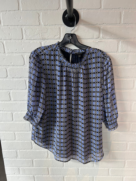 Top 3/4 Sleeve By Ann Taylor In Black & Blue, Size: L