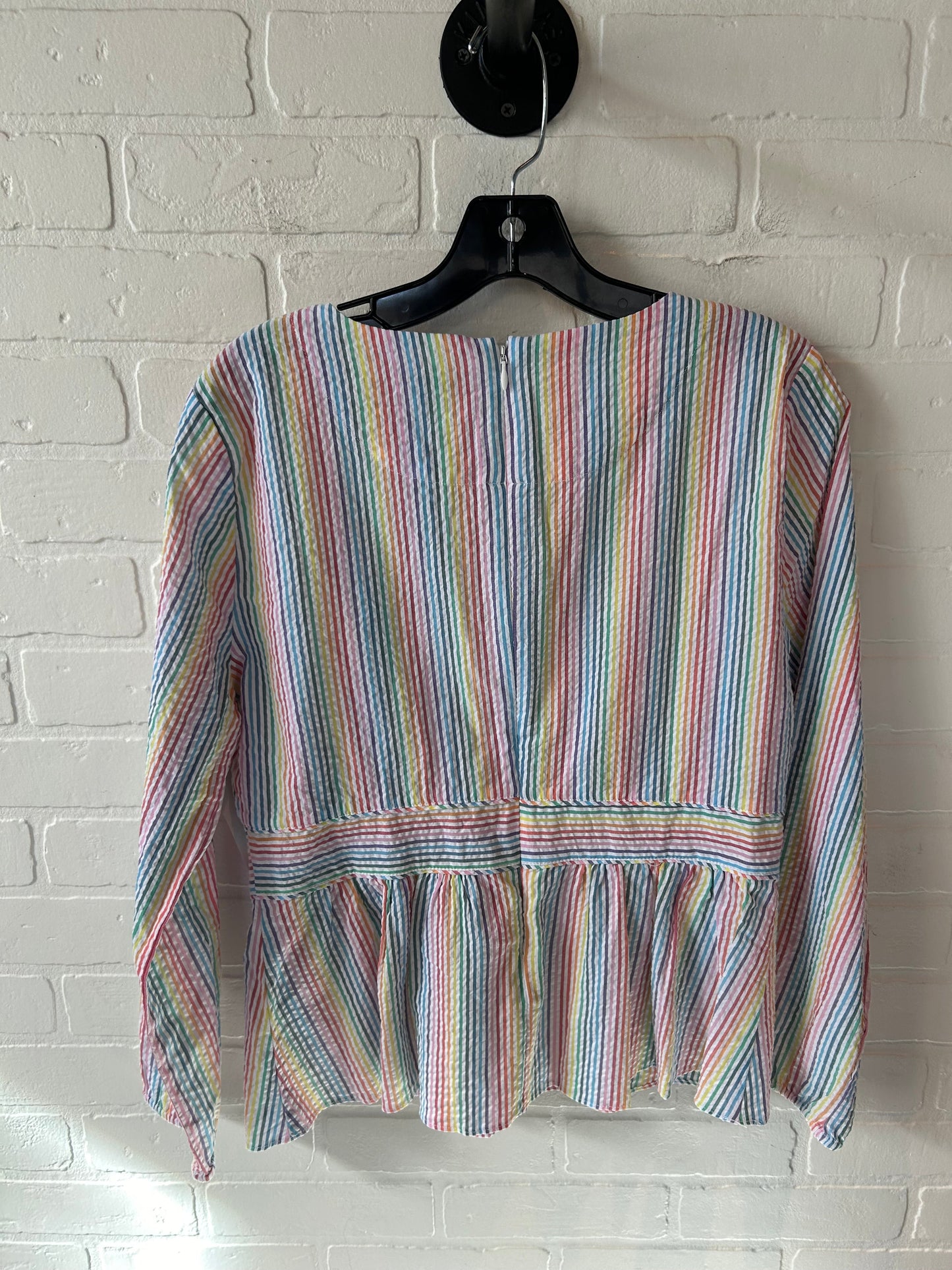 Top Long Sleeve By J. Crew In Rainbow Print, Size: M