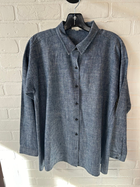 Top Long Sleeve By Eileen Fisher In Blue, Size: S