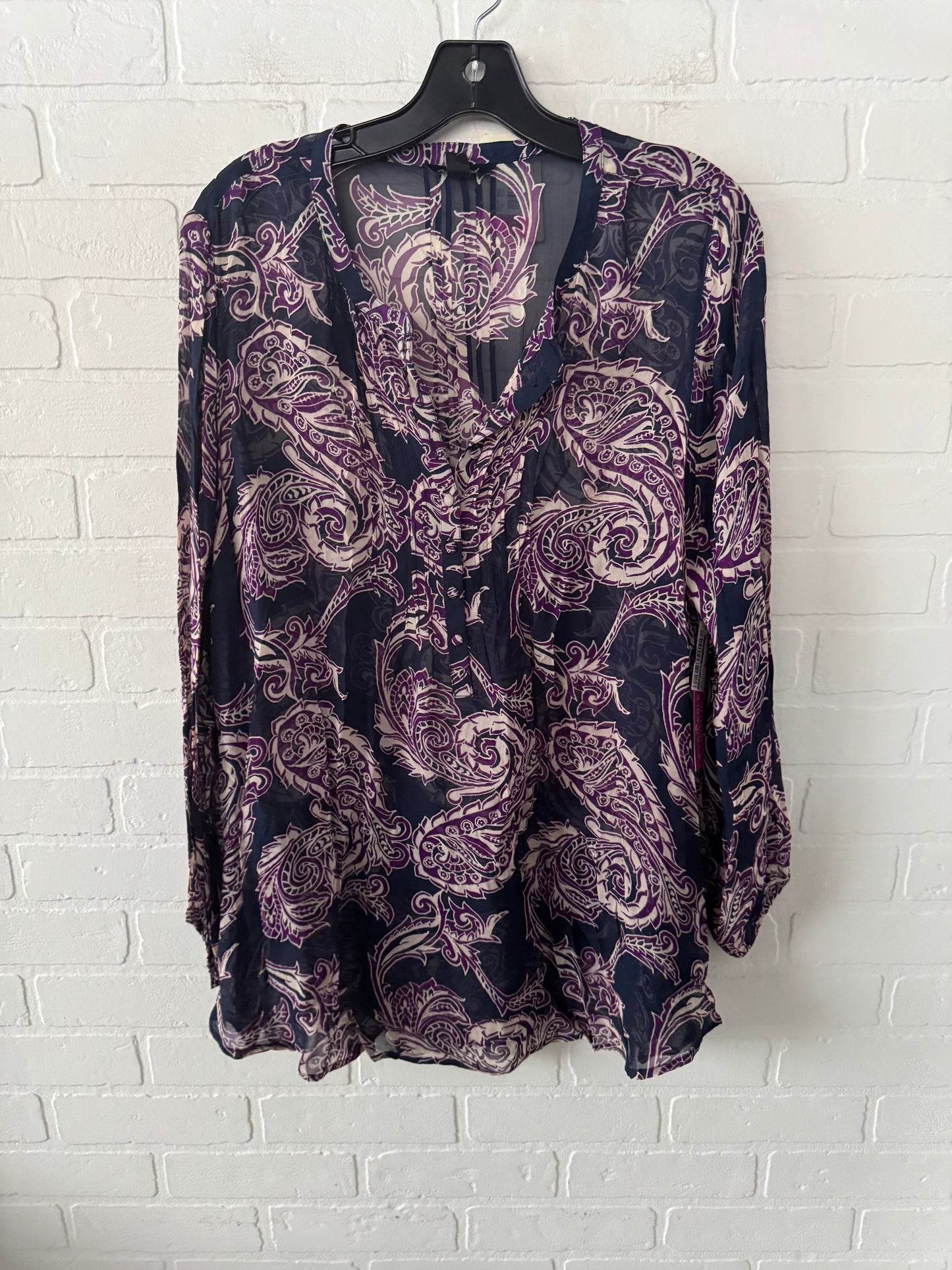 Top Long Sleeve By Lucky Brand In Blue & Purple, Size: 1x