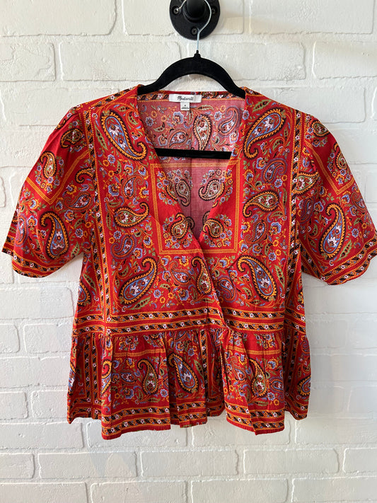 Top Short Sleeve By Madewell In Red & Yellow, Size: M