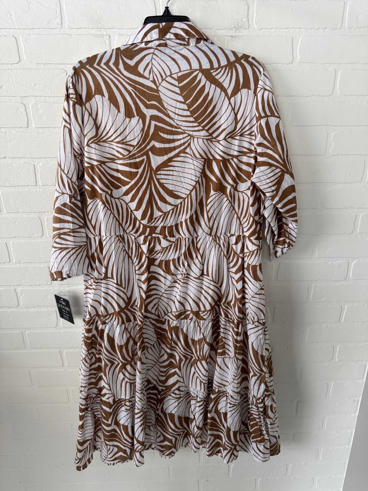 Dress Casual Maxi By Mlle Gabrielle In Brown & White, Size: Xl