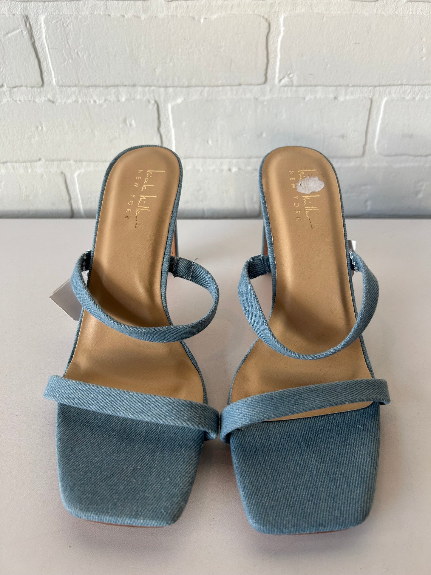 Sandals Heels Block By Nicole By Nicole Miller In Blue Denim, Size: 9