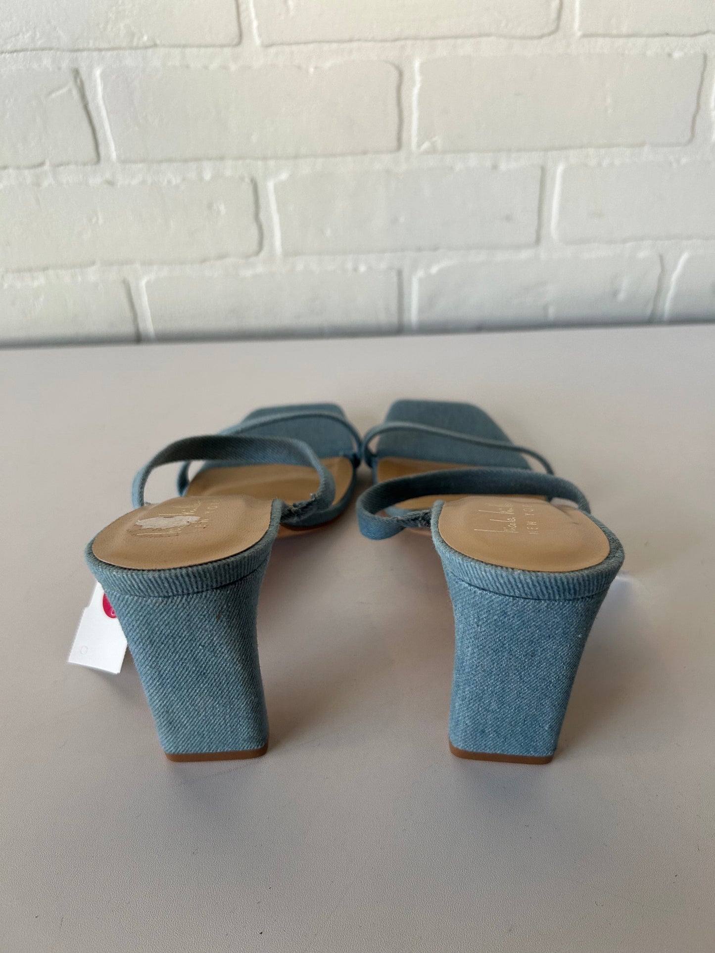 Sandals Heels Block By Nicole By Nicole Miller In Blue Denim, Size: 9