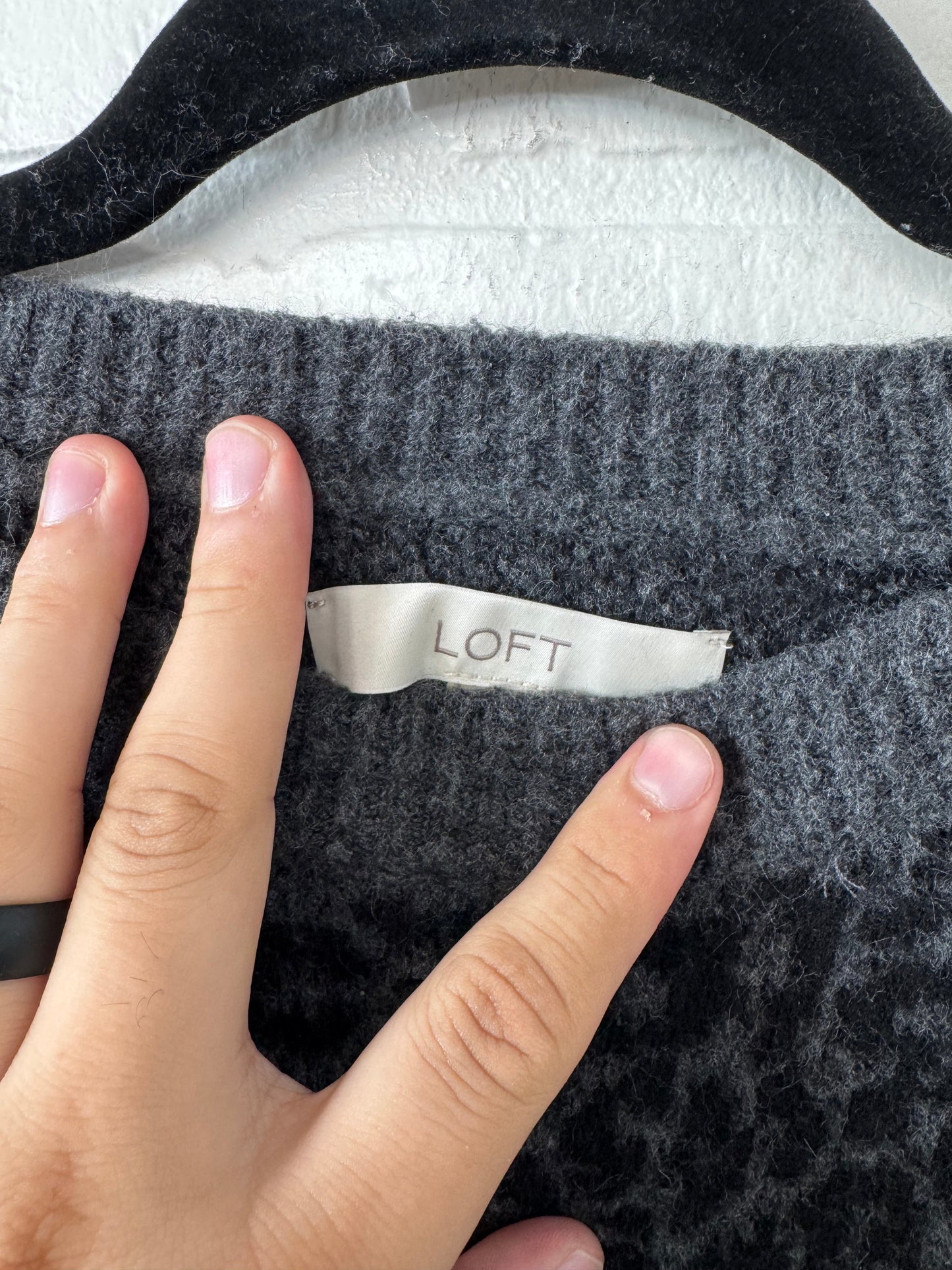 Dress Sweater By Loft In Black & Grey, Size: S