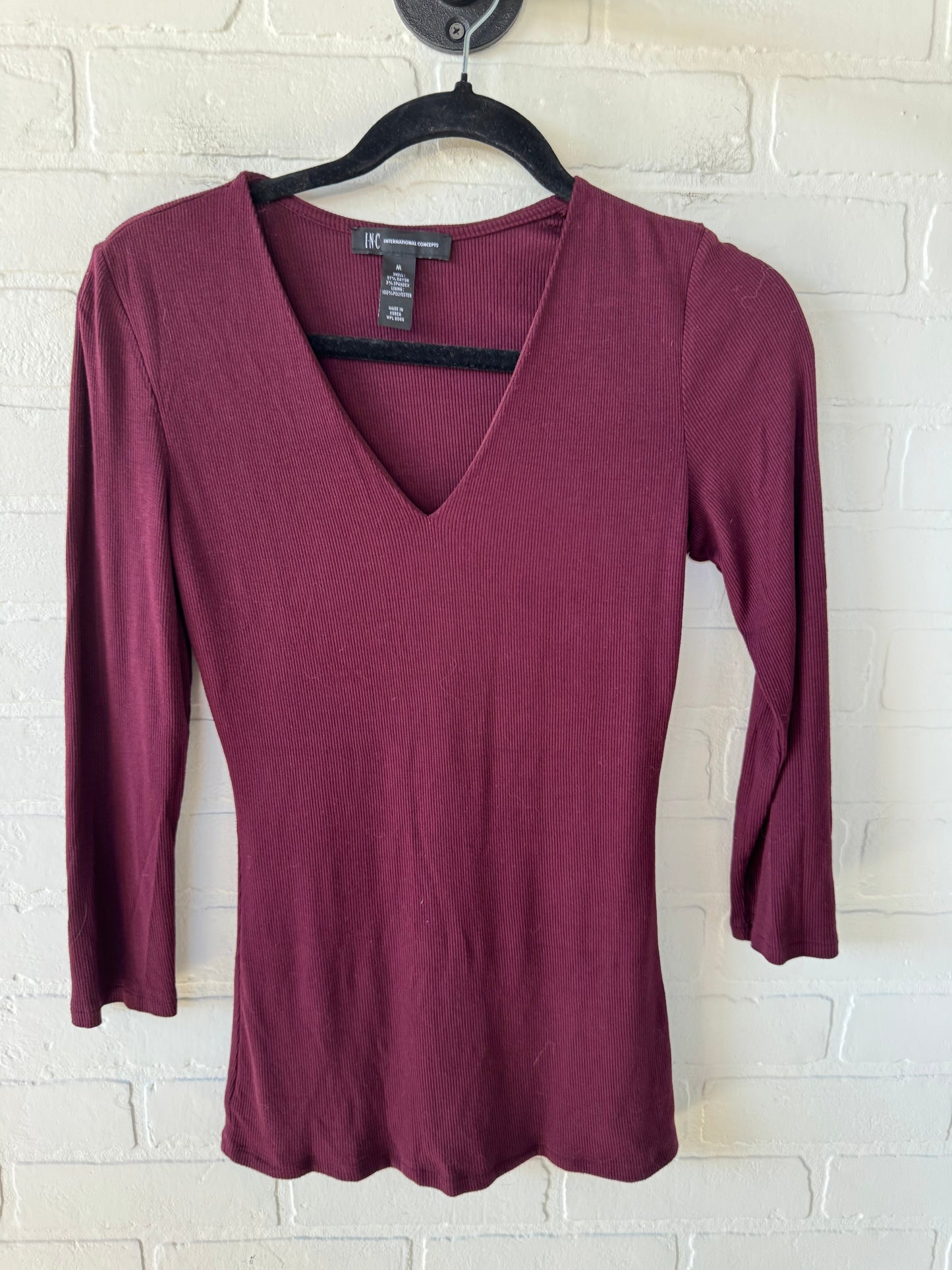 Top 3/4 Sleeve Basic By Inc In Red, Size: M