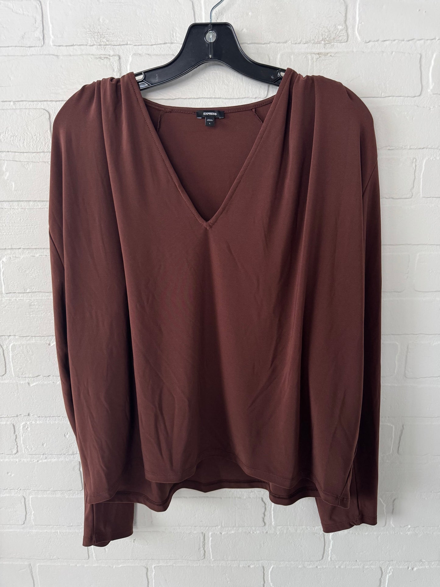 Top Long Sleeve By Express In Brown, Size: L