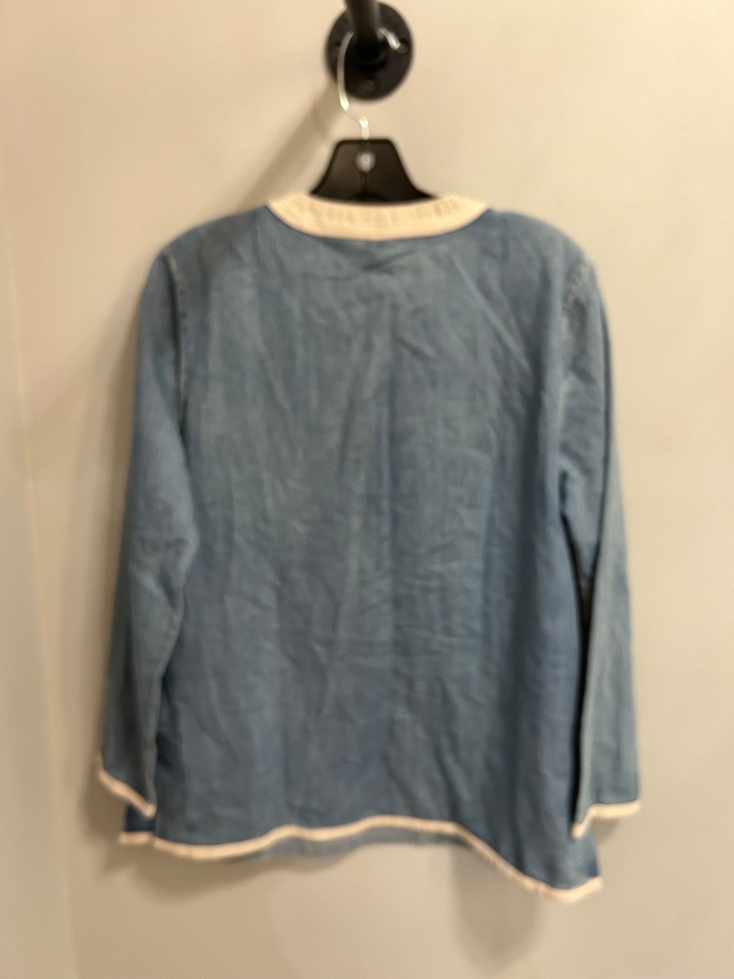 Top Long Sleeve By J. Crew In Blue & Cream, Size: M