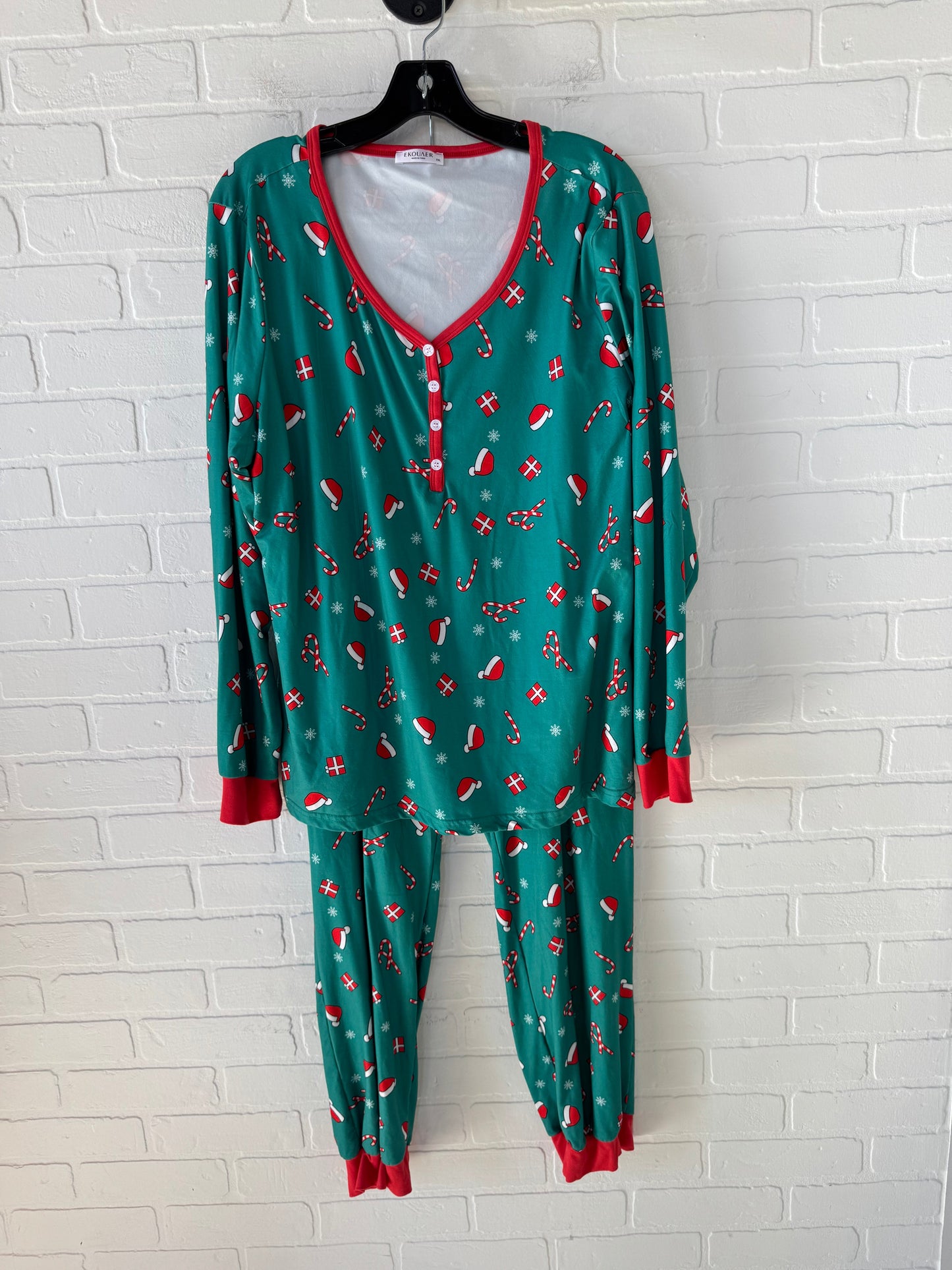 Pajamas 2pc By Clothes Mentor In Green & Red, Size: Xxl