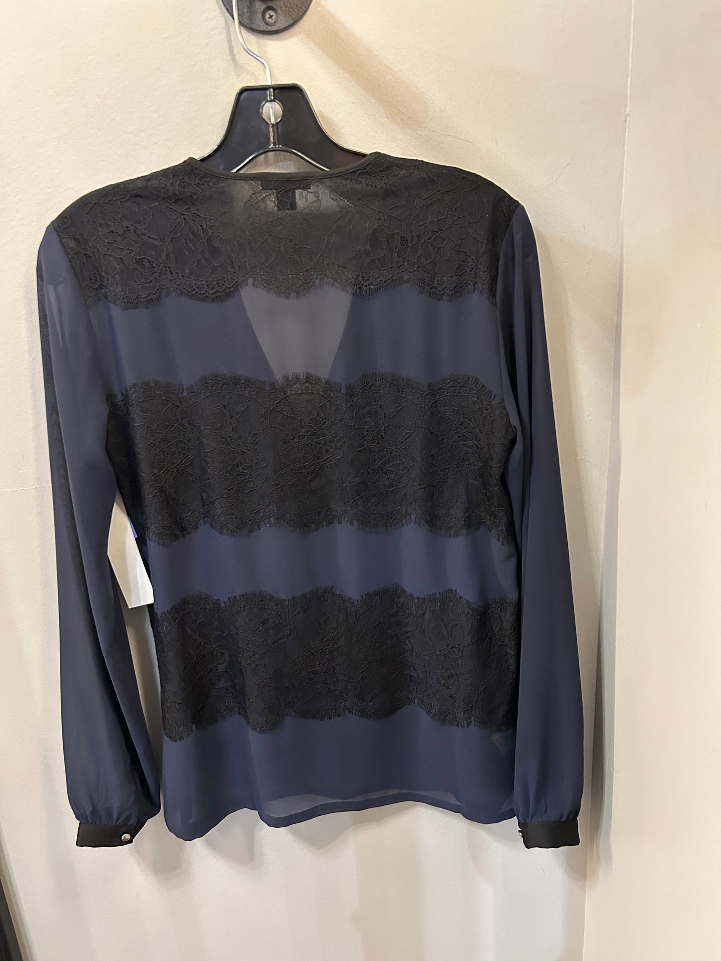 Top Long Sleeve By Ann Taylor In Black & Blue, Size: Xs