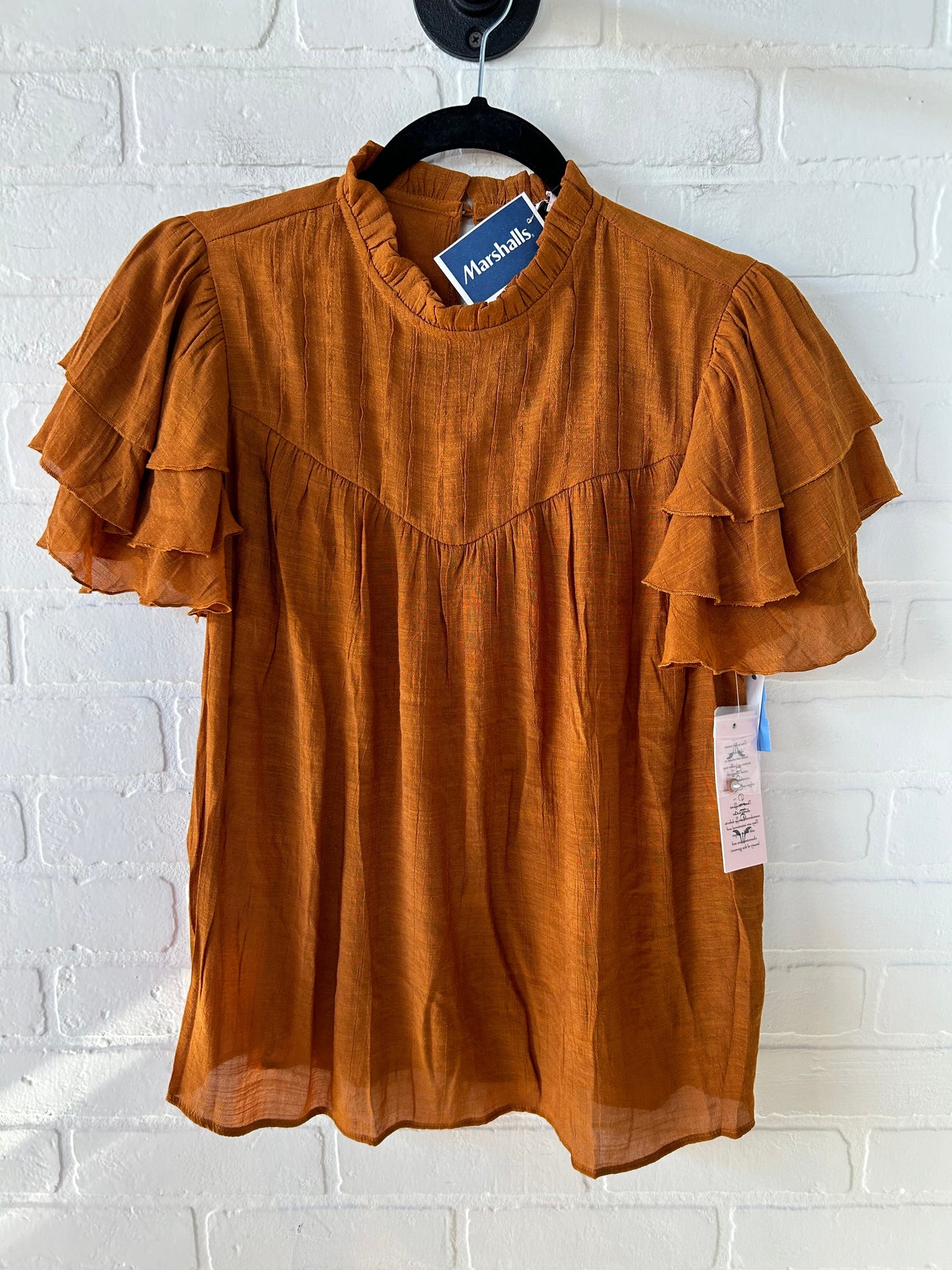 Top Short Sleeve By Nanette By Nanette Lepore In Tan, Size: M