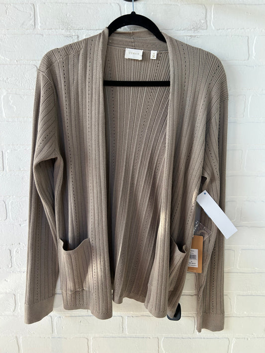 Sweater Cardigan By Cyrus Knits In Tan, Size: M