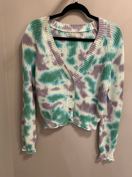 Sweater Cardigan By One Grey Day  In Purple & White, Size: L