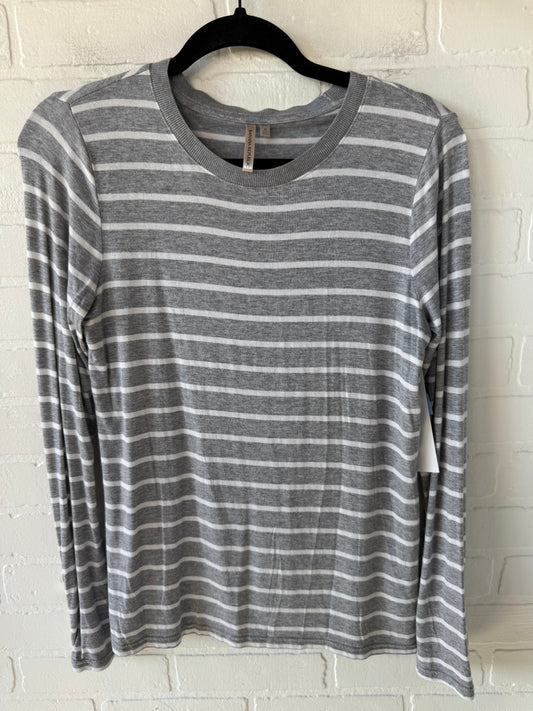 Top Long Sleeve By Banana Republic In Grey & White, Size: S