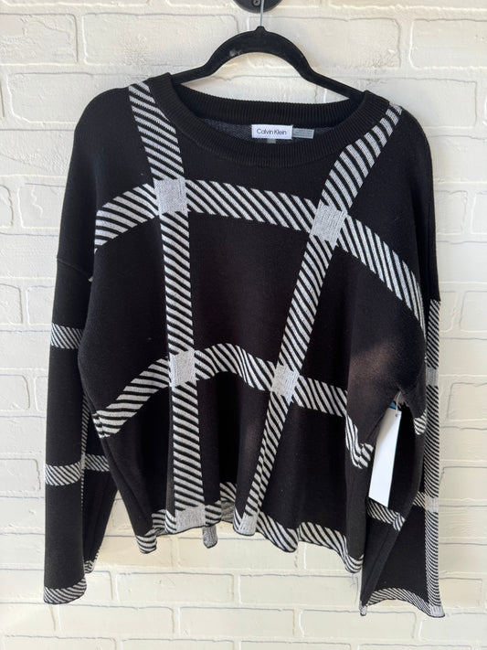 Sweater By Calvin Klein In Black & White, Size: L