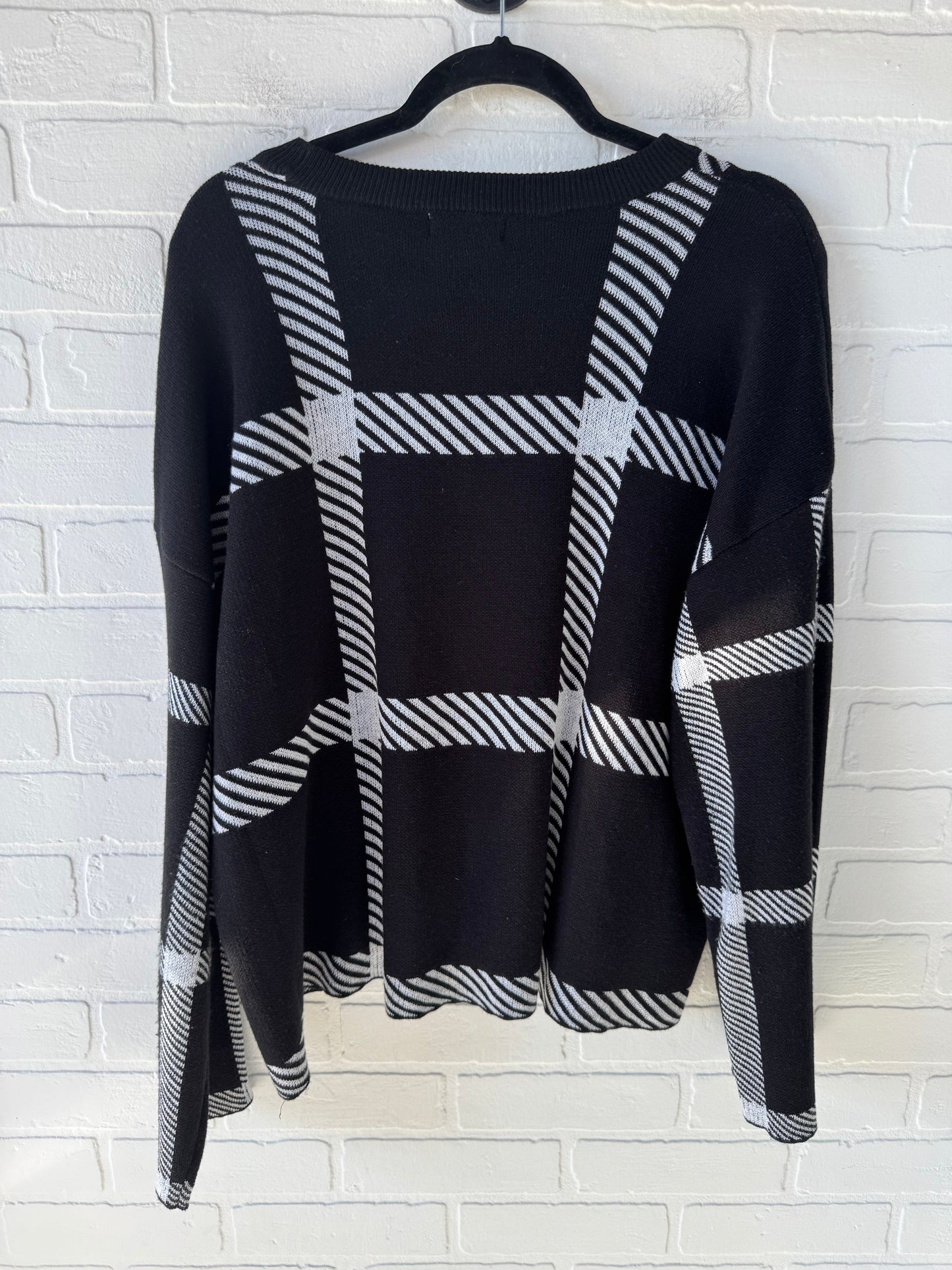 Sweater By Calvin Klein In Black & White, Size: L