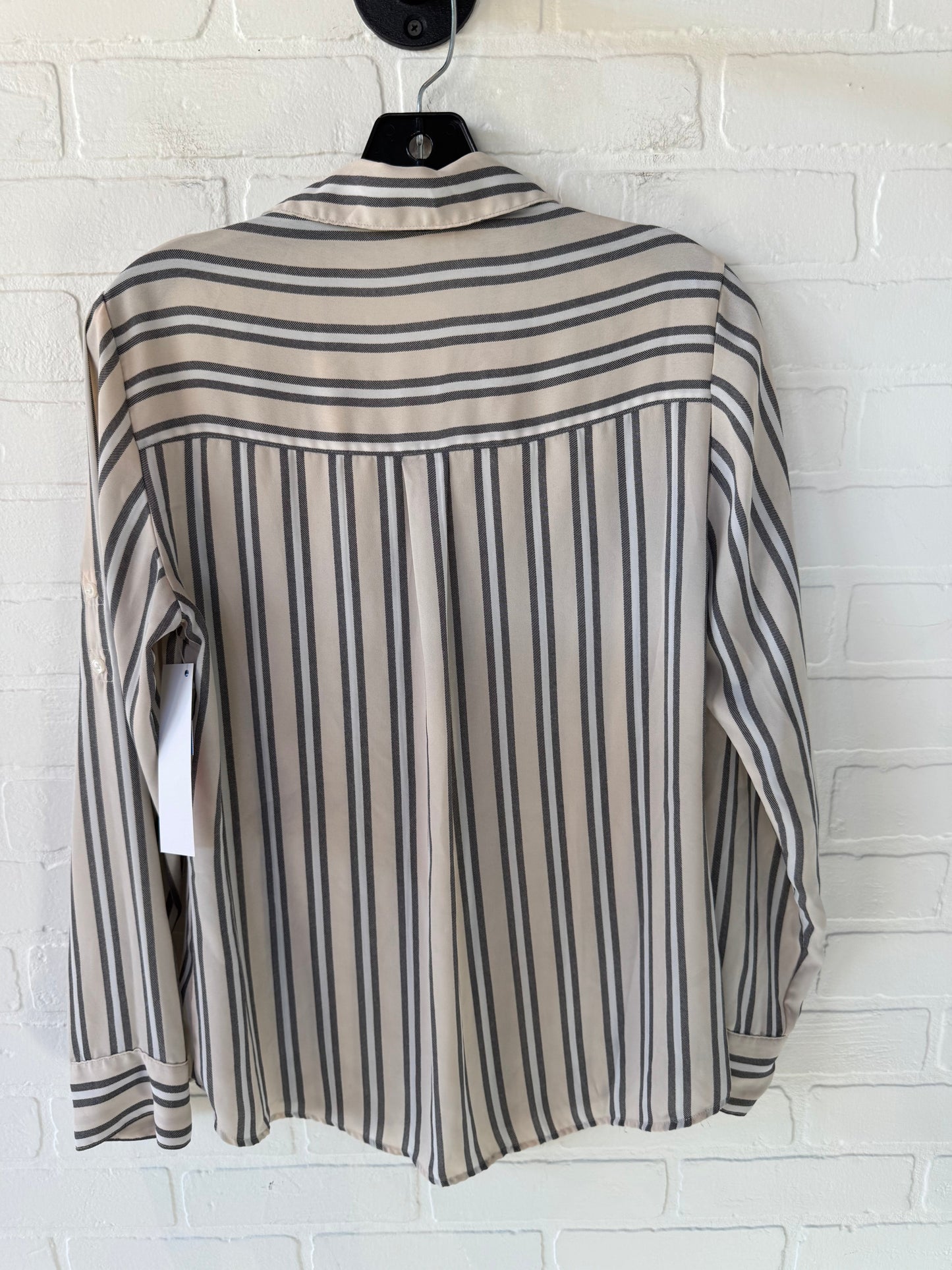 Top Long Sleeve By Express In Tan & White, Size: M