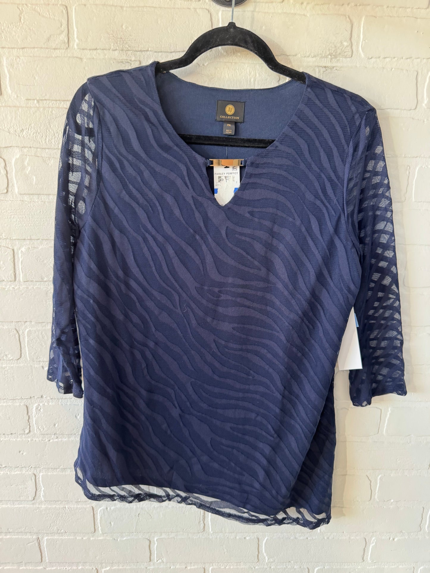 Top Long Sleeve By Jm Collections In Blue, Size: Xlp