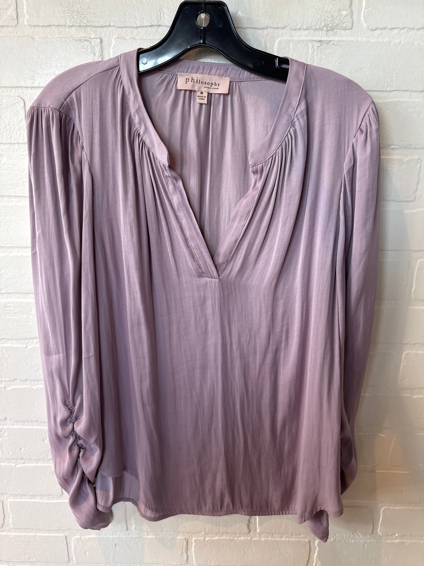 Top Long Sleeve By Philosophy In Purple, Size: M