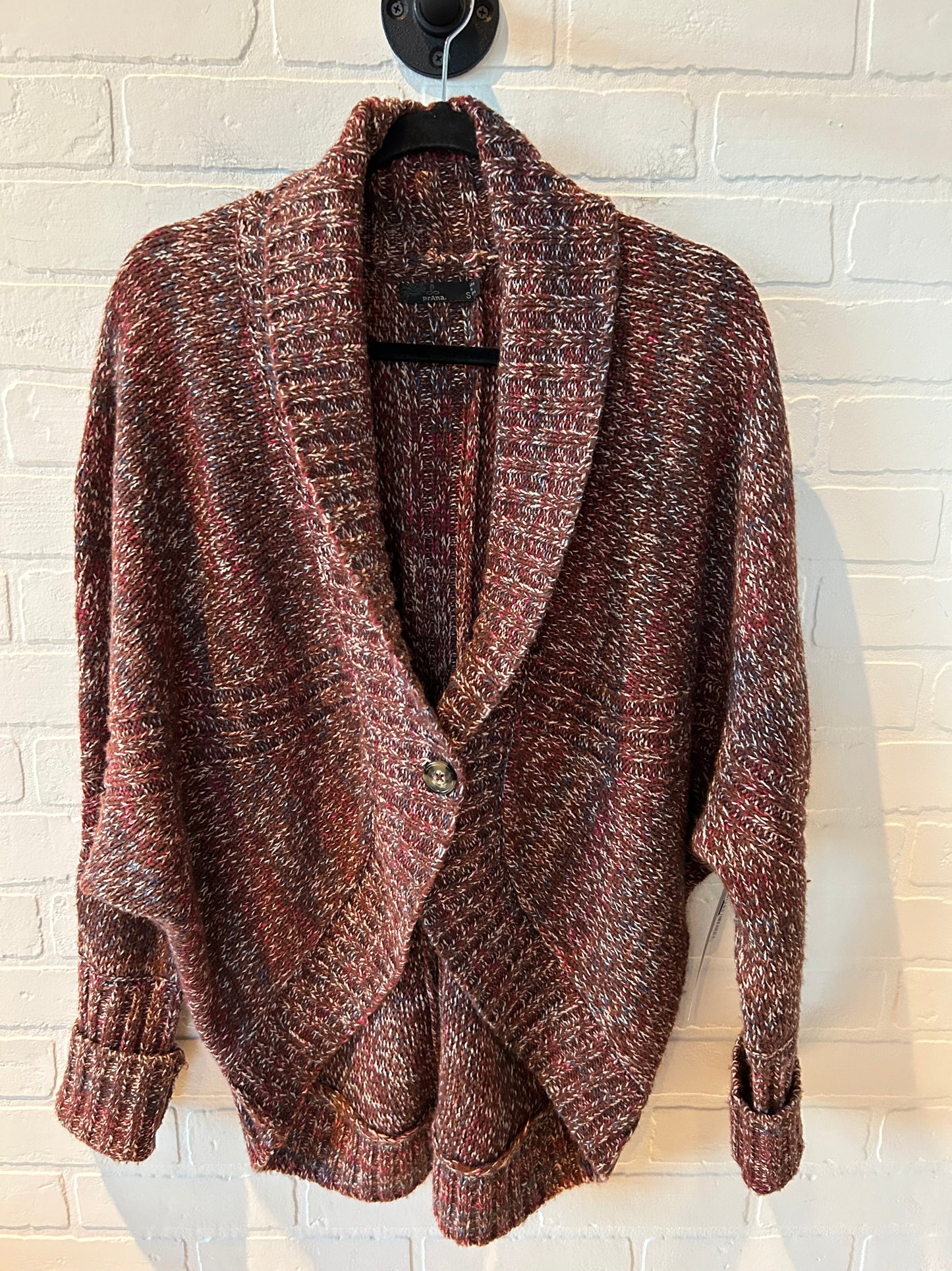 Sweater Cardigan By Prana In Brown & Pink, Size: S