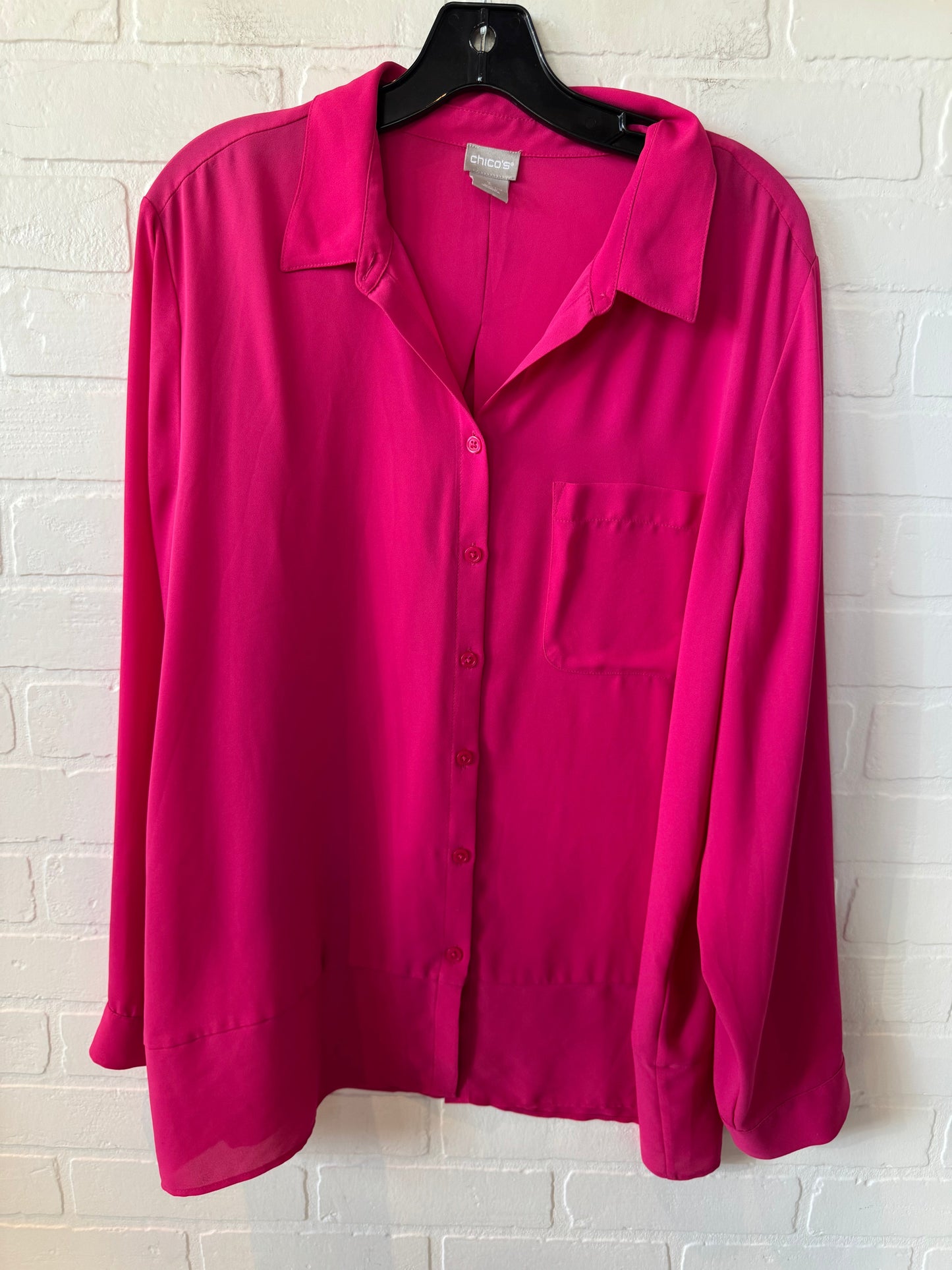 Top Long Sleeve By Chicos In Pink, Size: Xl