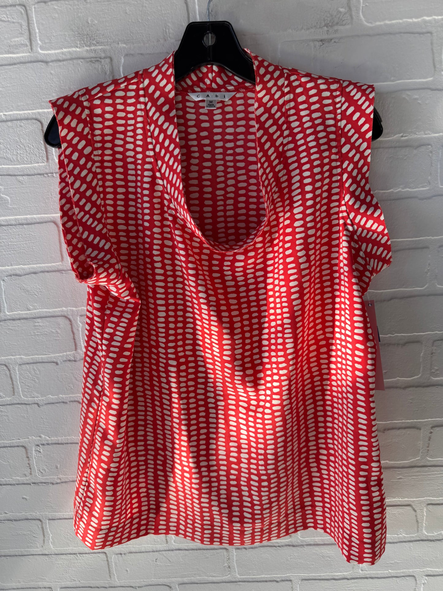 Top Sleeveless By Cabi In Red & White, Size: M