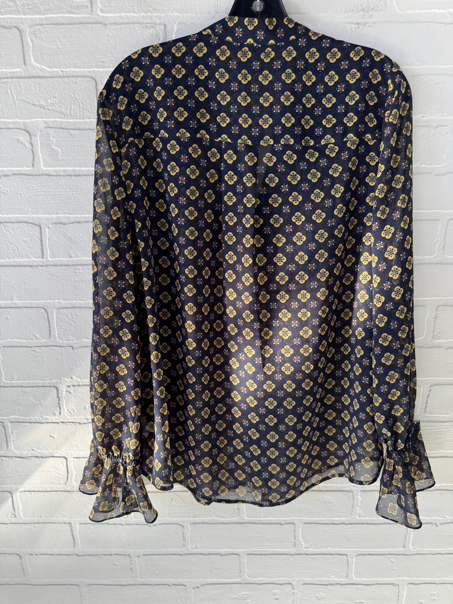 Top Long Sleeve By Cabi In Blue & Yellow, Size: L