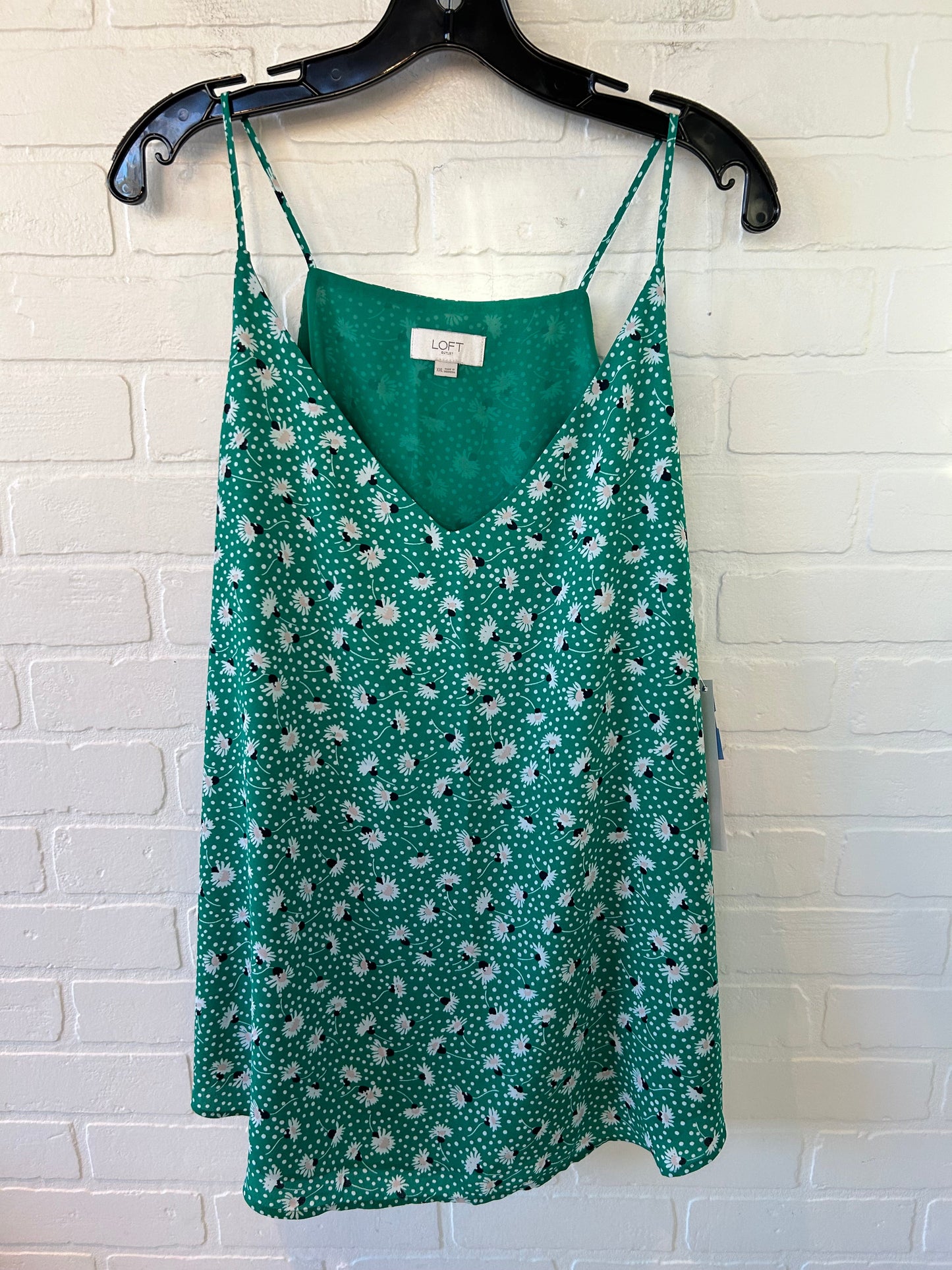 Top Sleeveless By Loft In Green & White, Size: Xxl