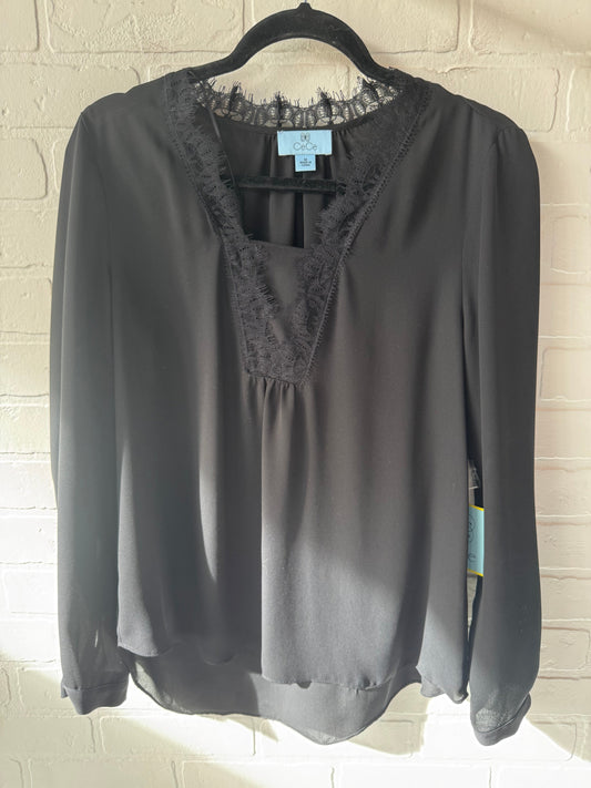 Top Long Sleeve By Cece In Black, Size: M