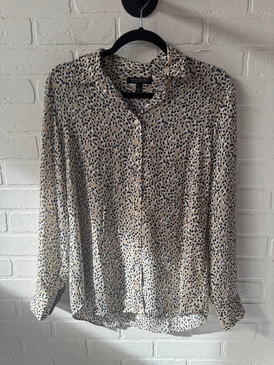 Top Long Sleeve By Banana Republic In Black & Tan, Size: S