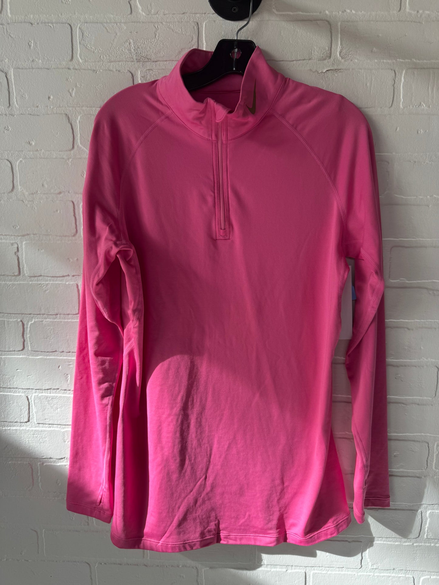 Athletic Top Long Sleeve Collar By Nike In Pink, Size: Xl