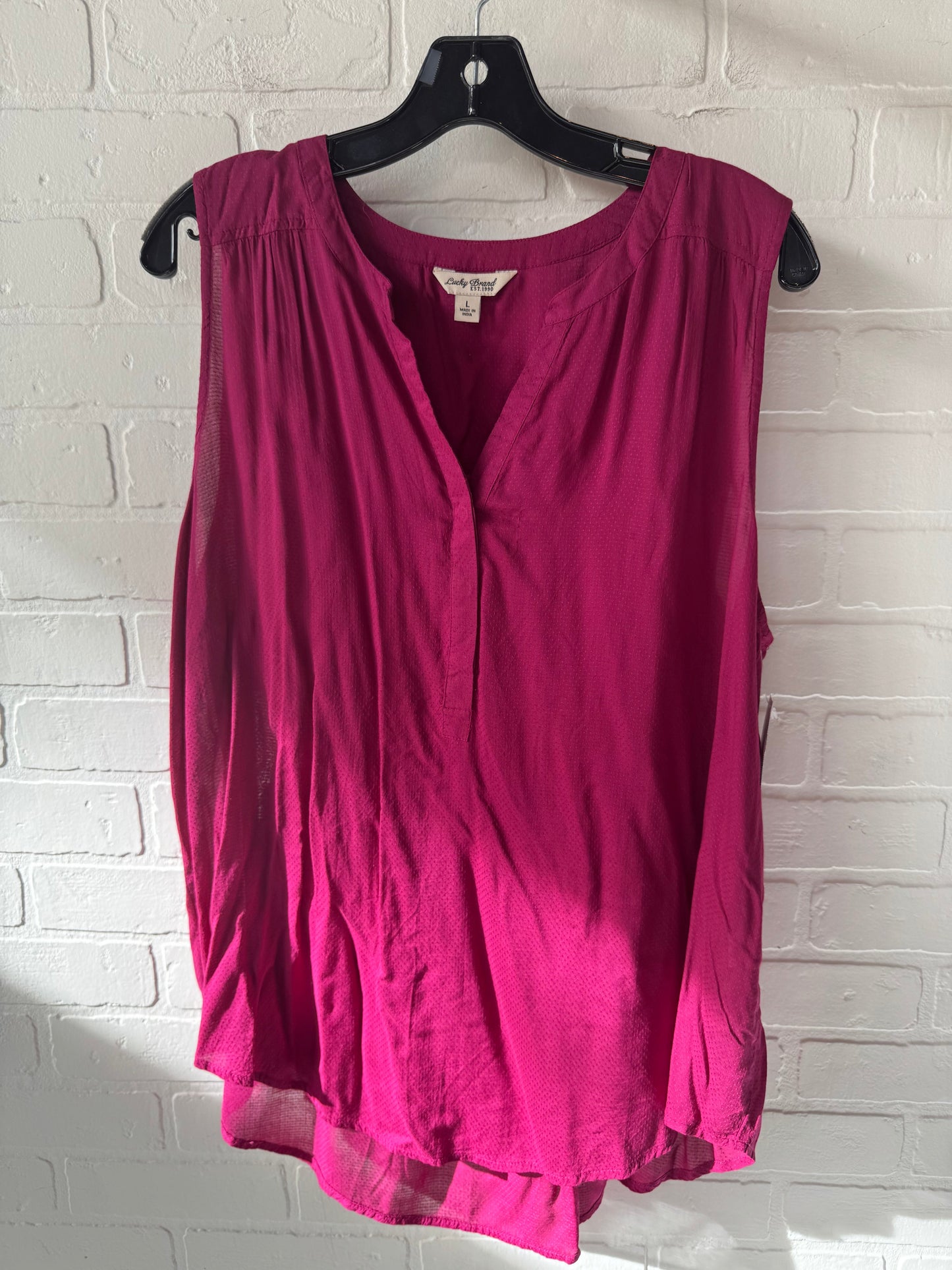 Top Sleeveless By Lucky Brand In Pink, Size: L