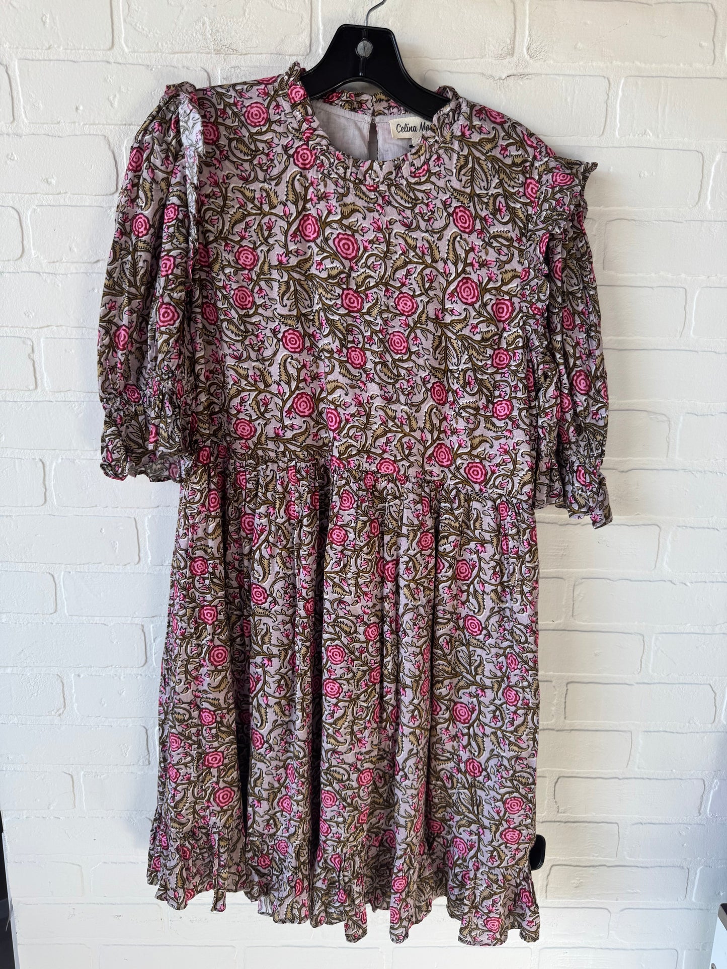 Dress Casual Short By Celina Moon In Brown & Pink, Size: Xl