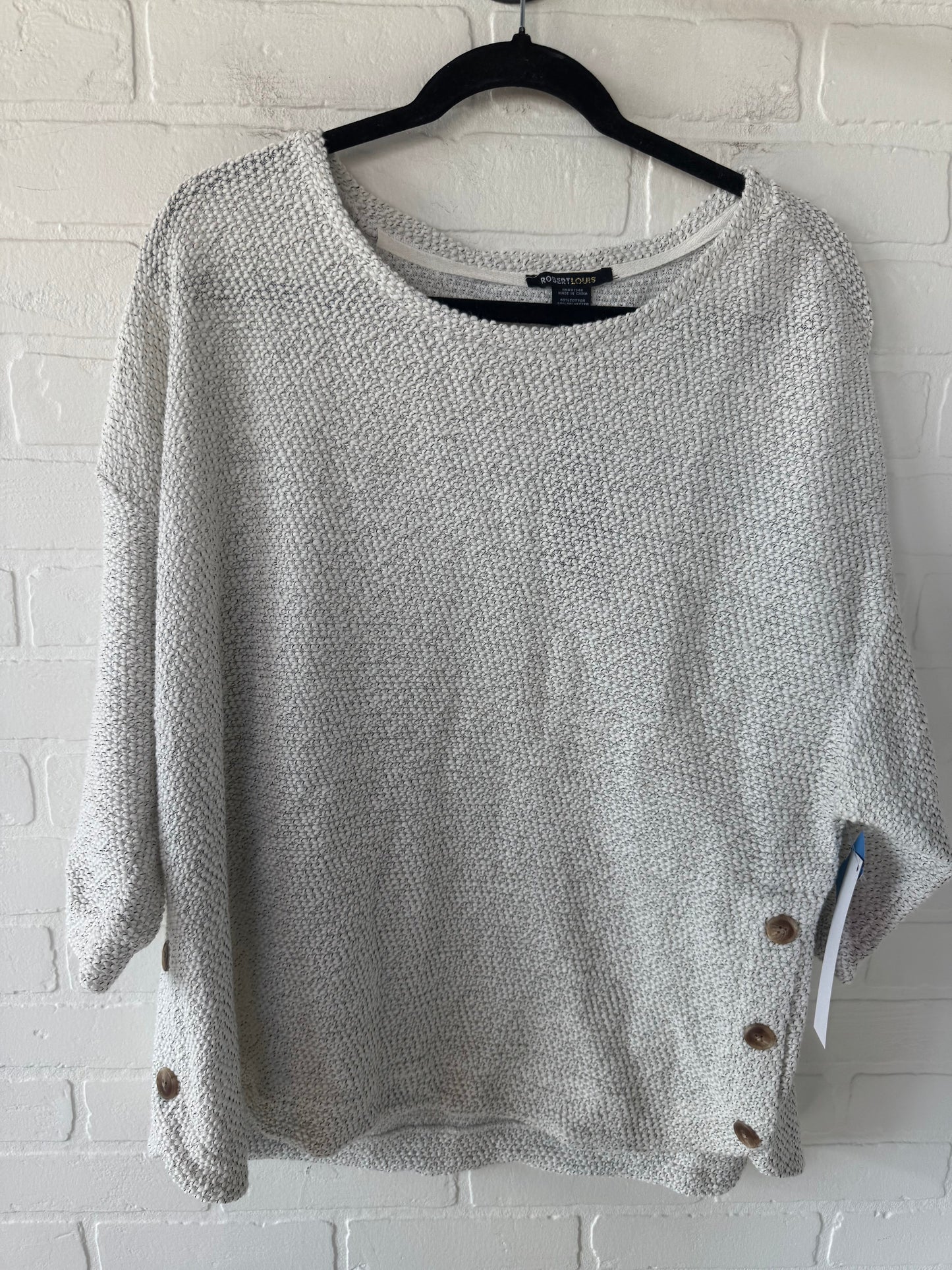 Top Long Sleeve By Robert Louis In Black & White, Size: Xl