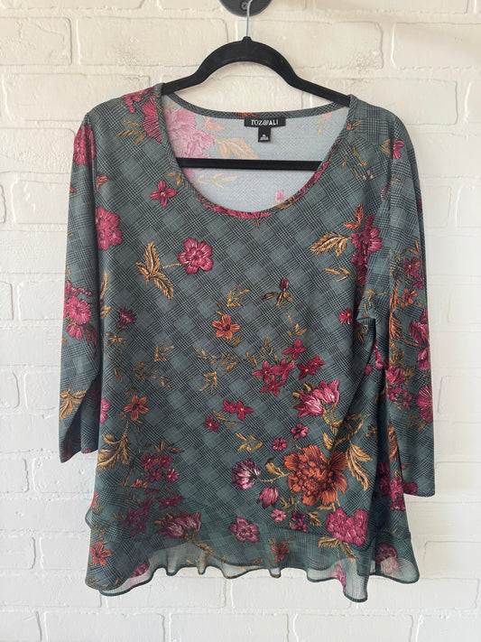 Top Long Sleeve By Roz And Ali In Black & Green, Size: Xl