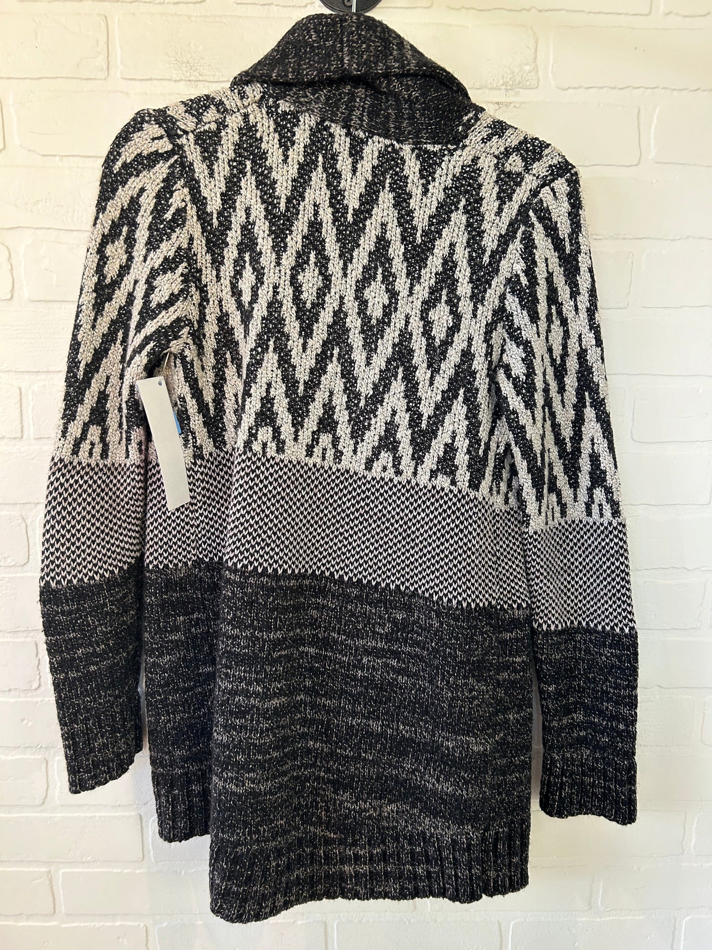 Sweater Cardigan By Lucky Brand In Black & White, Size: M