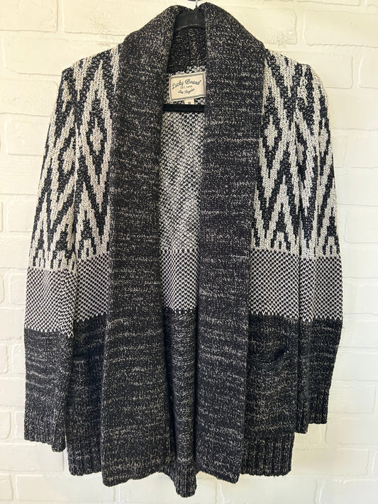 Sweater Cardigan By Lucky Brand In Black & White, Size: M